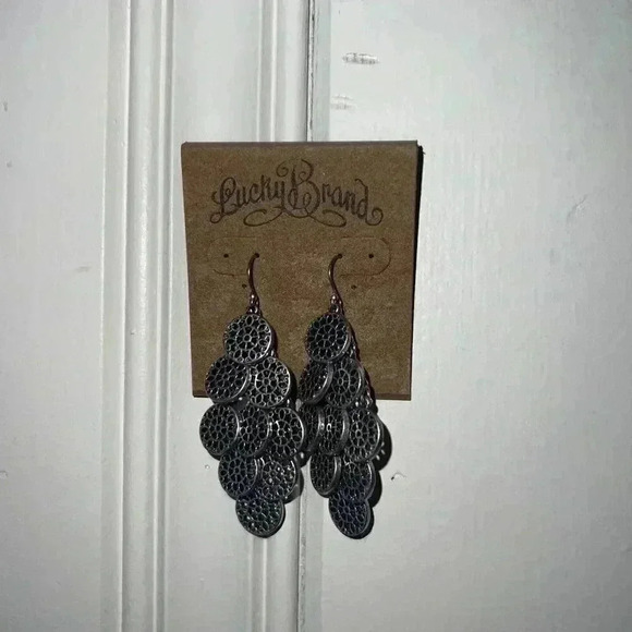 Lucky Brand Silver Tone Dangle Mandala Earrings NWT - Picture 2 of 4